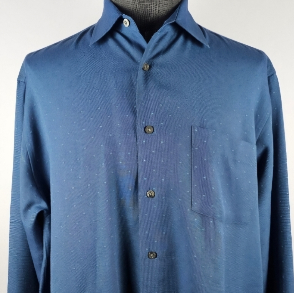 Massini Men's Blue Long Sleeve Button Down Business Casual Size L